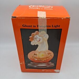 1998 Vintage Old World Christmas Ghost In Pumpkin Light w/ Box